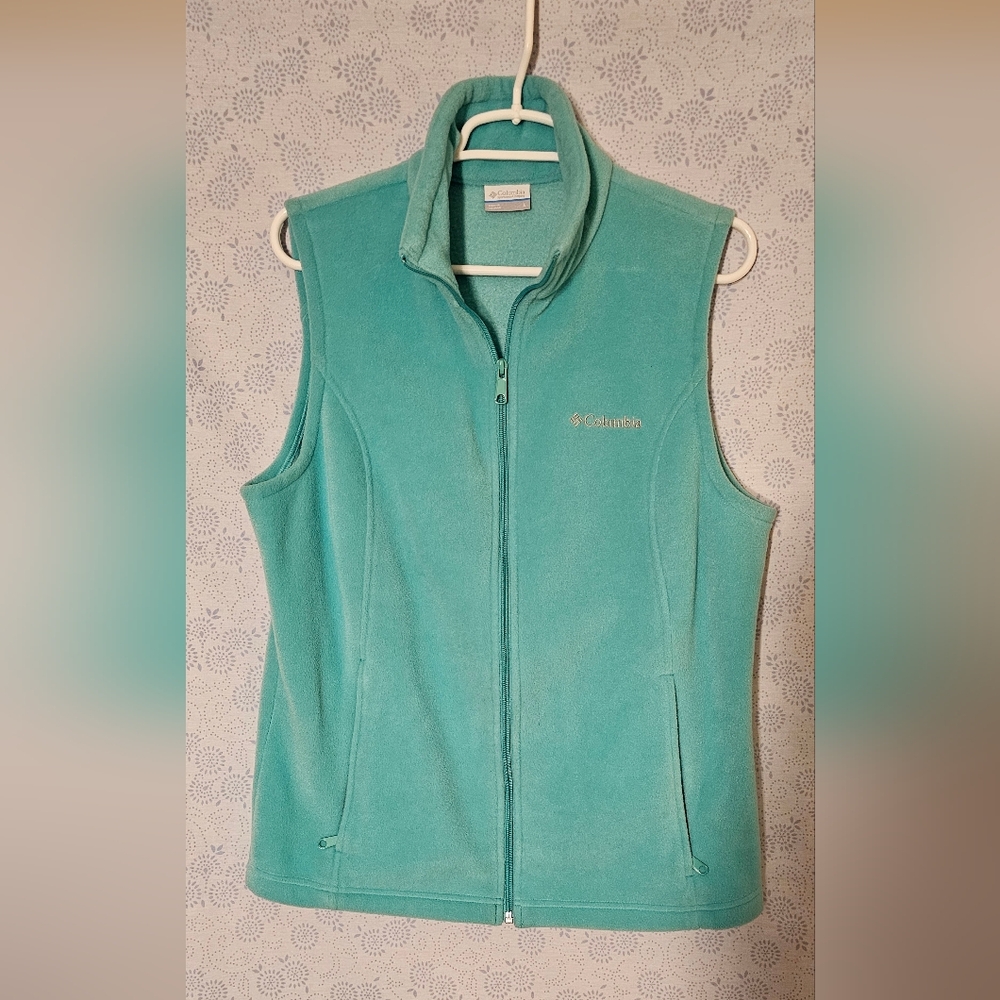 Columbia Fleece Vest ~ Large/ Light Blue- Green